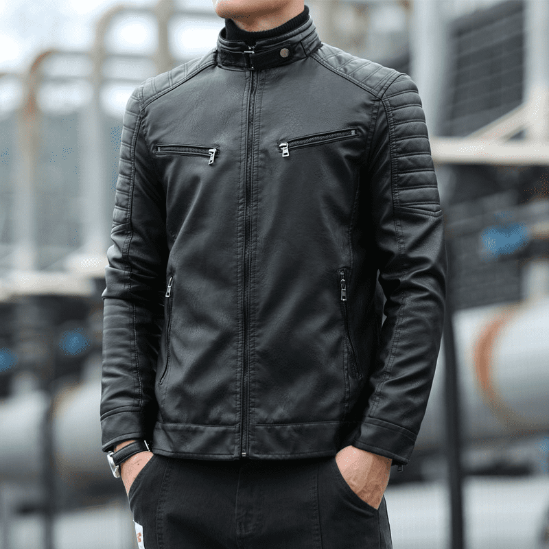 Jaqueta de Couro Masculina Elegância Urbana